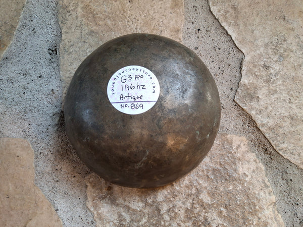 Bowl 869: 5.5" Antique Himalayan Singing Bowl 196 HZ G3