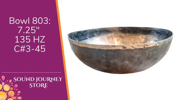 Bowl 803: 7.25" Antique Himalayan Singing Bowl 135 HZ C#3-45