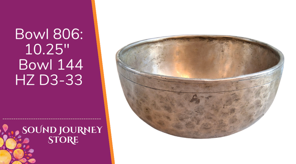 Bowl 806: 10.25" Antique Sambolati Himalayan Singing Bowl 144 HZ D3-33