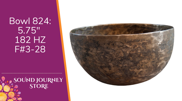 Bowl 824: 5.75" Antique Himalayan Singing Bowl 182 HZ F#3-28