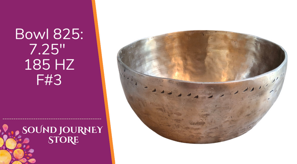 Bowl 825: 7.25" Antique Himalayan Singing Bowl 185 HZ F#3
