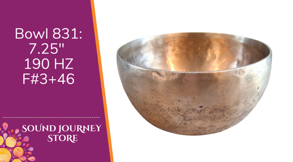 Bowl 831: 7.25" Antique Himalayan Singing Bowl 190 HZ F#3+46