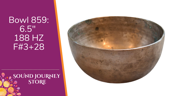 Bowl 859: 6.5" Antique Himalayan Singing Bowl 188 HZ F#3+28