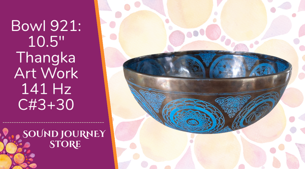 Bowl 921: 10.5" Thangka Art Work Himalayan Singing Bowl 141 Hz C#3+30