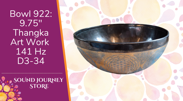 Bowl 922: 9.75" Thangka Art Work Himalayan Singing Bowl 141 Hz D3-34