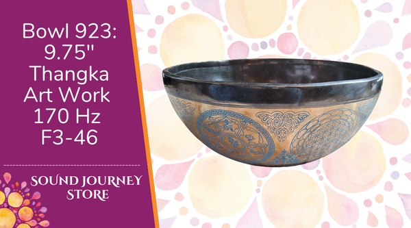 Bowl 923: 9.75" Thangka Art Work Himalayan Singing Bowl 170 Hz F3-46