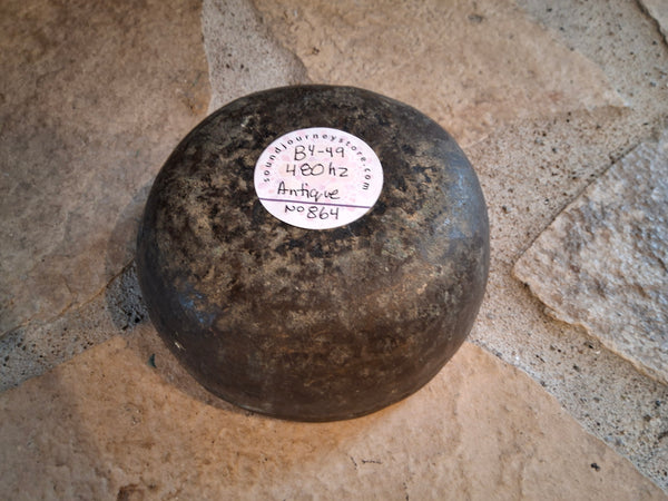 Bowl 864: 4.75" Antique Himalayan Singing Bowl 480 HZ B4-49