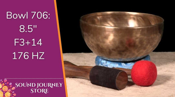 Bowl 706: 8.5" F3+14 New Himalayan Singing Bowl 176 HZ