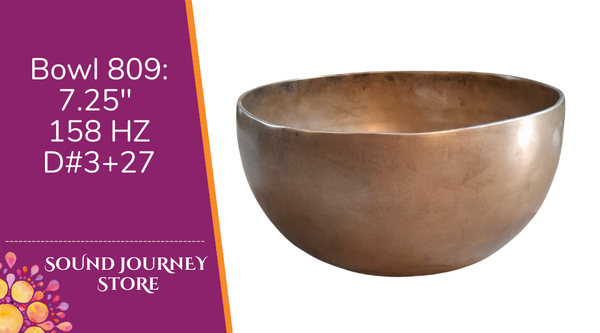 Bowl 809: 7.25" Vintage Himalayan Singing Bowl 158 HZ D#3+27
