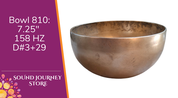 Bowl 810: 7.25" Vintage Himalayan Singing Bowl 158 HZ D#3+29