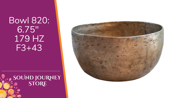 Bowl 820: 6.75" Antique Himalayan Singing Bowl 179 HZ F3+43