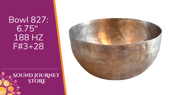 Bowl 827: 6.75" Antique Himalayan Singing Bowl 188 HZ F#3+28