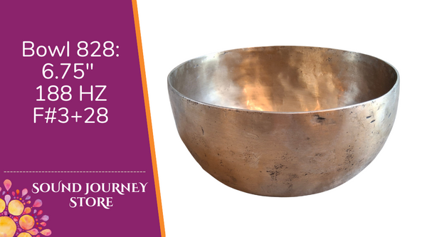 Bowl 828: 6.75" Antique Himalayan Singing Bowl 188 HZ F#3+28