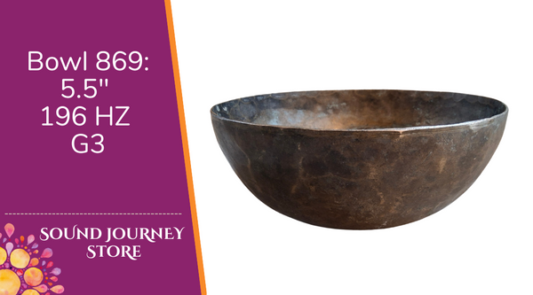 Bowl 869: 5.5" Antique Himalayan Singing Bowl 196 HZ G3