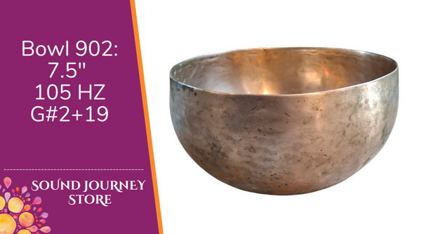 Bowl 902: 7.5" Antique Himalayan Singing Bowl 105 HZ G#2+19