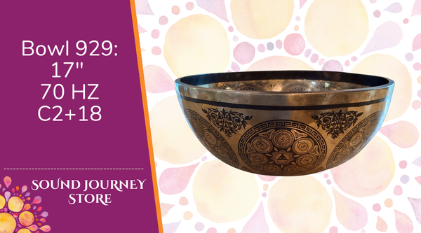 Bowl 929: 17" Thangka Art Work Himalayan Singing Bowl 70 HZ C2+18