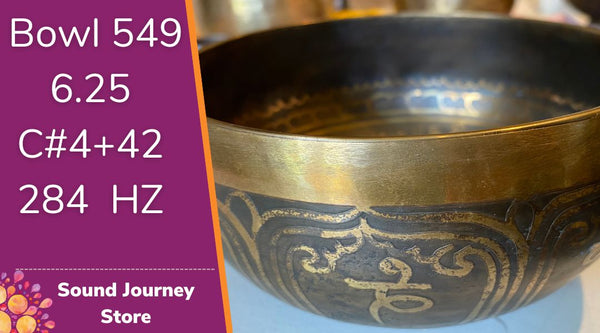 Bowl 549: C#4+42 Himalayan Thanka Artwork Singing Bowl 284 HZ