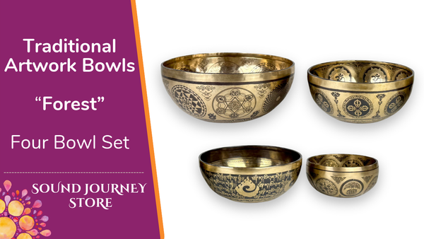 Traditional Artwork Bowls "Forest" Four Bowl Set